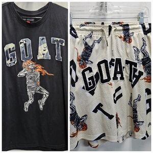 Black Pike GOAT Shirt & Shorts 2pc set basketball athletic streetwear outfit 2XL